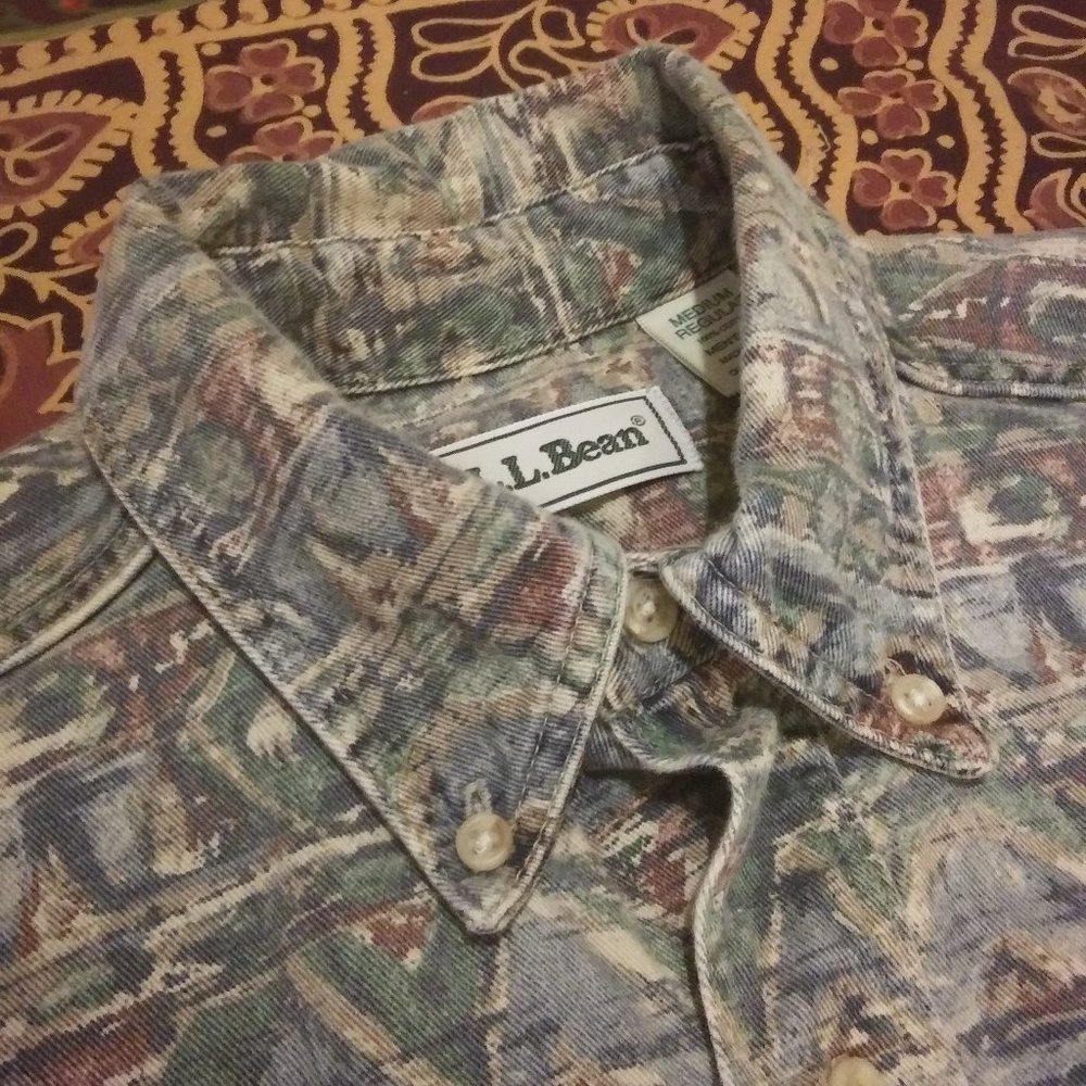 vintage L.L. Bean denim all over print